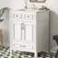 Meuble-lavabo de salle de bain avec lavabo en céramique, armoire de rangement en bois massif avec portes à fermeture douce, style rétro