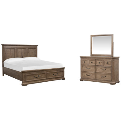 Atlanta King Panel Storage Bed And Drawer Dresser With Landscape Mirror