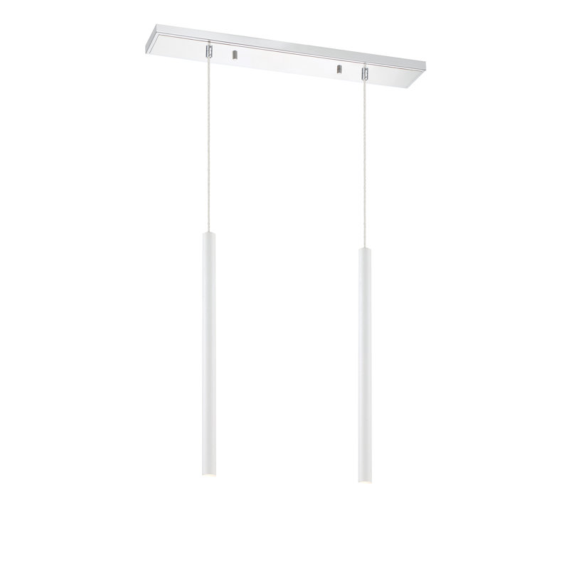 Bowning 2 - Light LED Kitchen Island Pendant, Brushed Nickel, Matte White