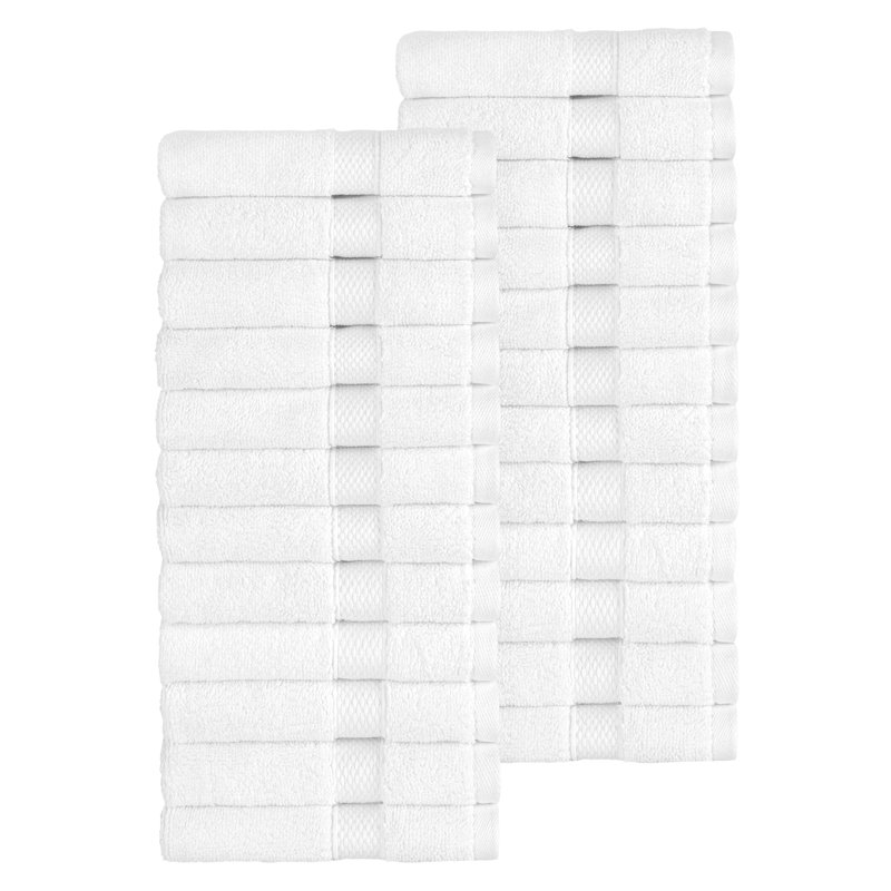 100% Turkish Cotton Anovia Hotel Terry Oversized Towel Collection, Washcloth - 24 Pack