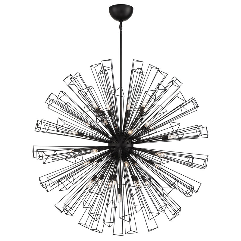 Lustre à intensité variable Spoutnik Starburst 18 lumières Gehard, Noir, noir, noir, noir, H 53,5 po x l 53,5 po x P 53,5 po