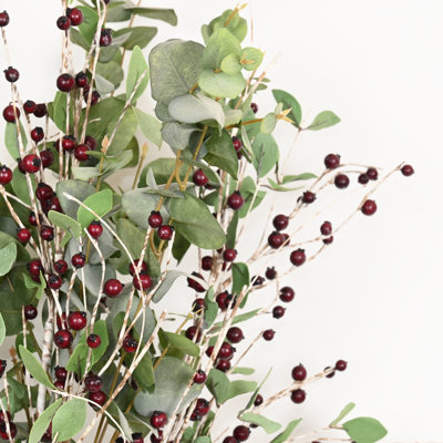 40" Artificial Eucalyptus Berry Birch Branch For Vase Filler, Farmhouse Greenery Foliage Long Stem Floral Bulk Bouquet For Wedding Christmas Day Party