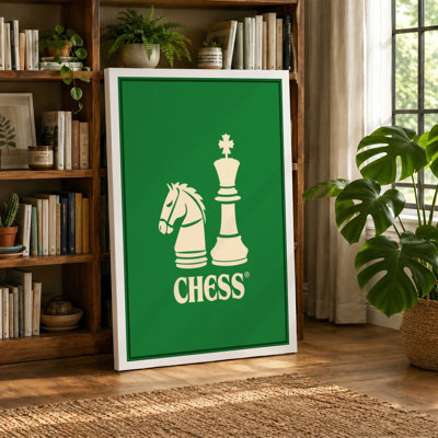 Chess in Green Geometric - Wrapped Canvas