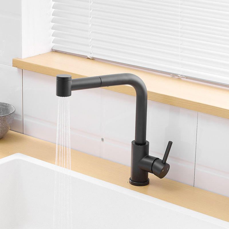 Robinet d'évier de bar pivotant noir 360 avec retrait - Design contemporain pour un rinçage facile mat moderne