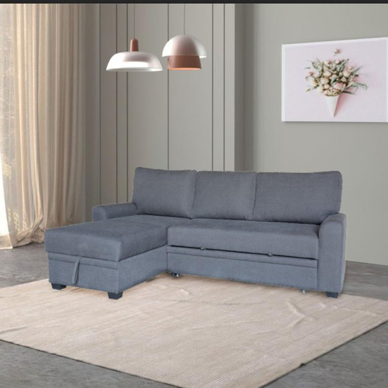 Canapé-lit modulaire en flanelle de tissu, Gris