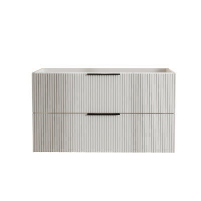 Meuble-lavabo de salle de bain avec lavabo en céramique - Meuble-lavabo mural flottant cannelé avec tiroirs, moderne