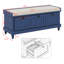 Banc à chaussures de style rétro avec coussin et trois tiroirs, banc de rangement avec compartiment de rangement caché, banc d'entrée cannelé-1521922611