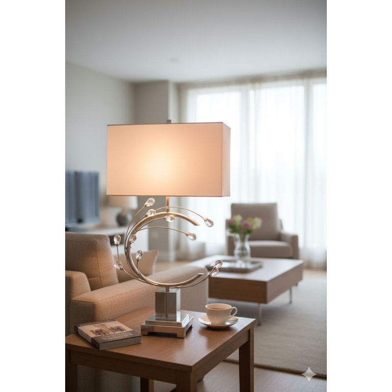 Transitional 1 Light Antique Silver Table Lamp