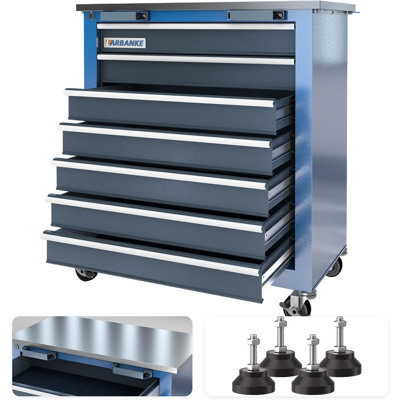 7-Drawer Rolling Tool Chest with Keyed Locking System and Interchangeable Feet