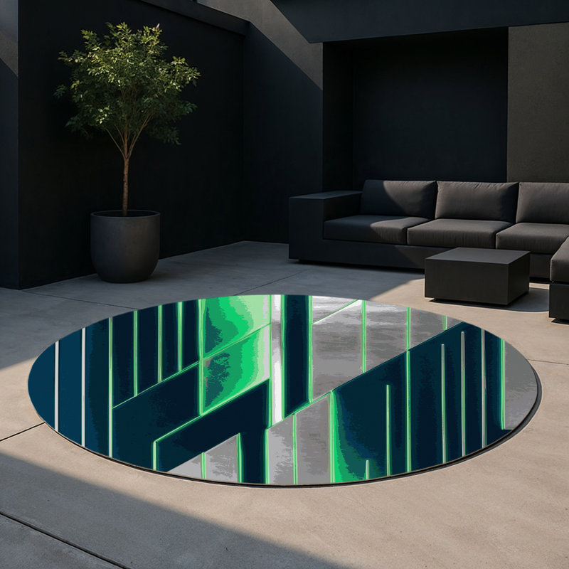 Celestial Horizon Indoor And Outdoor Area Rug, Round 5'