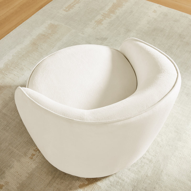 Upholstered Accent Chair, Indoor Swivel Chair, White