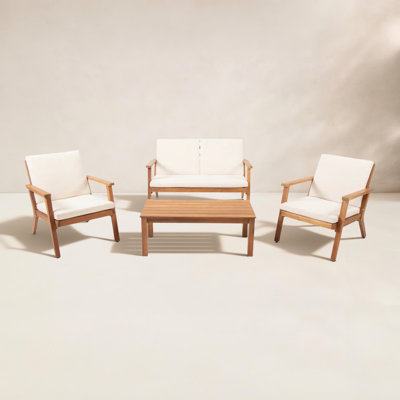 Channing Acacia 4 - Person Patio Conversation Set with Cushions