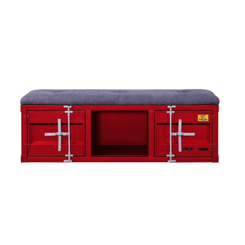 Egon Upholstered Storage Bench, Red, 19" H x 50" L x 16" D