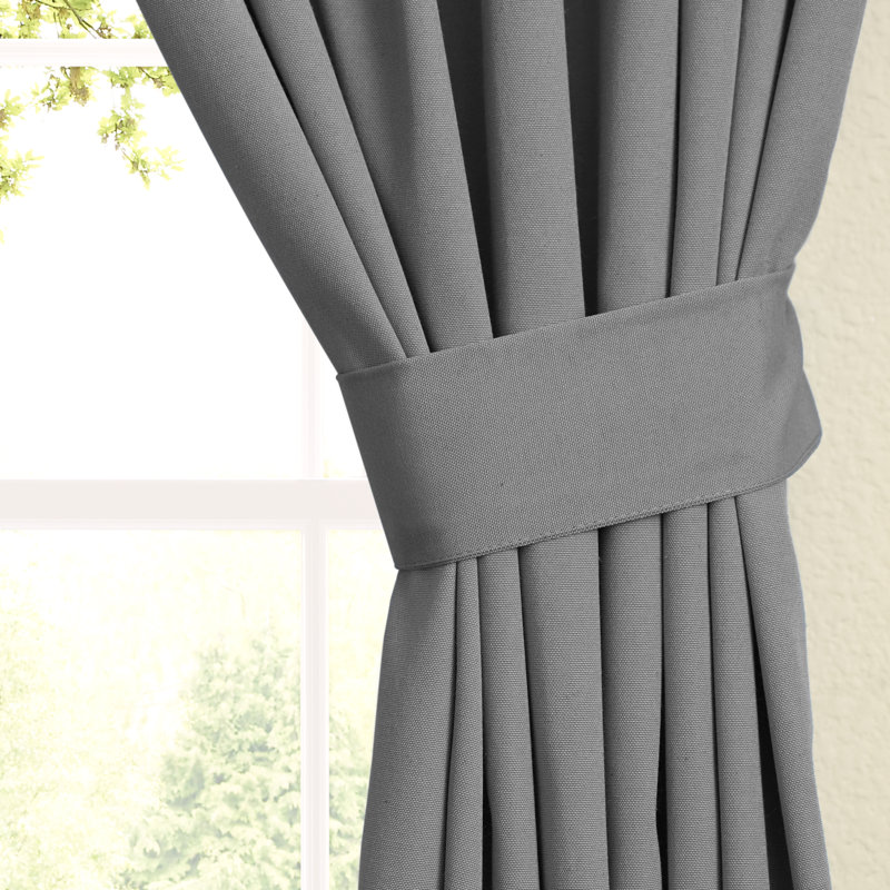 Currahee Cotton Blend Room Darkening Curtain Pair, 52" W x 108" L, Steel Grey