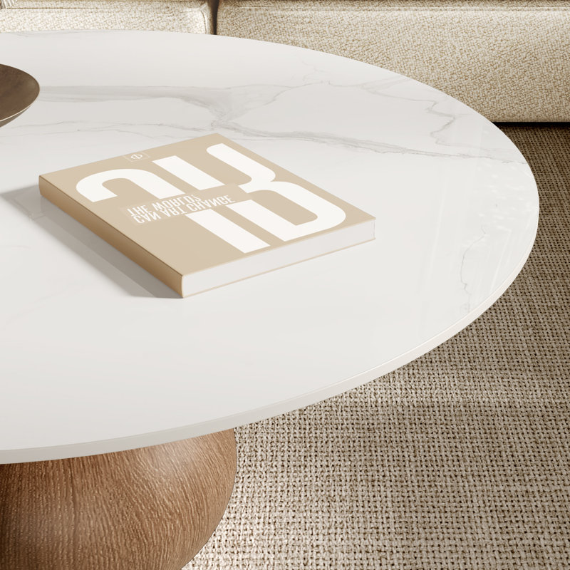 Table basse Jackline Living Mid-Century, Noyer pierre foncée brillant, H 18,23 po x L 31,49 po x l 31,49 po