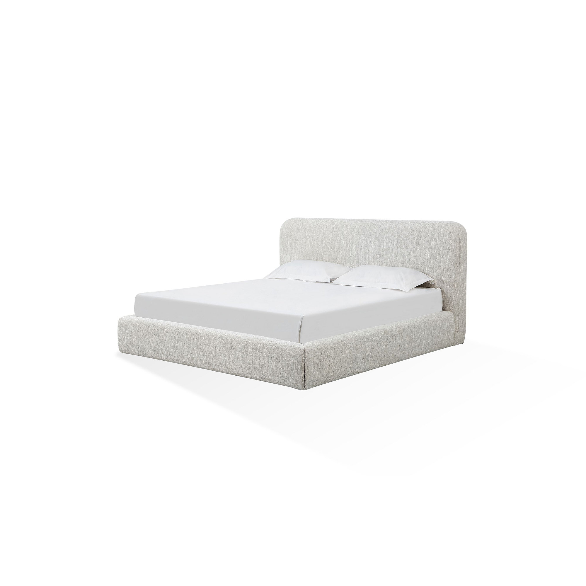 Nori Upholstered Platform Bed, Whitewashed, Queen