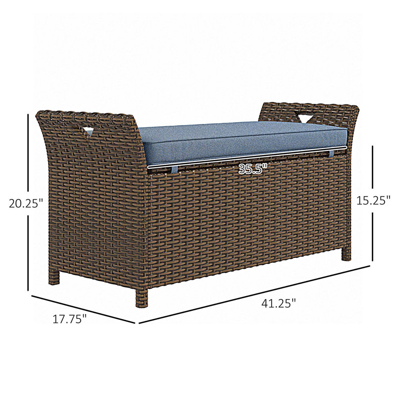 Banc de rangement pour patio, mobilier d'extérieur, Bleu