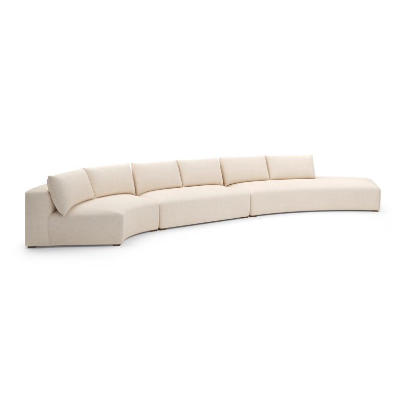 California Curved Sectional, Beige Polyester Blend