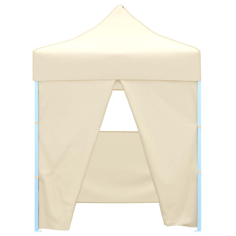 Vidaxl Foldable Tent Canopy Patio Pavilion Gazebo Pop Up Tent Marquee Canopy, Cream, Blue, 315cm H x 200cm W x 200cm D
