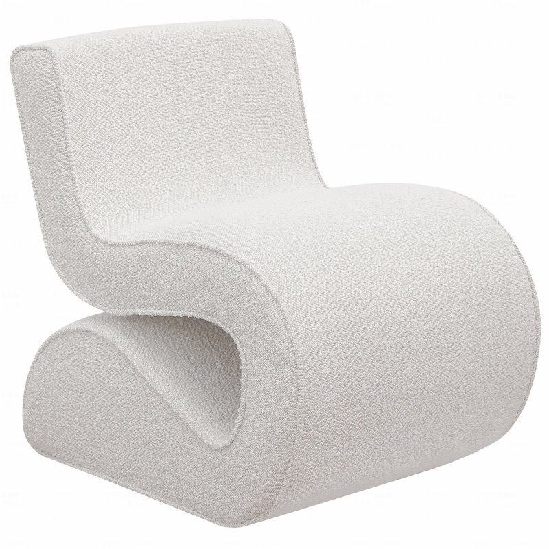 Chaise courbée incurvée crème Boucle, Crème
