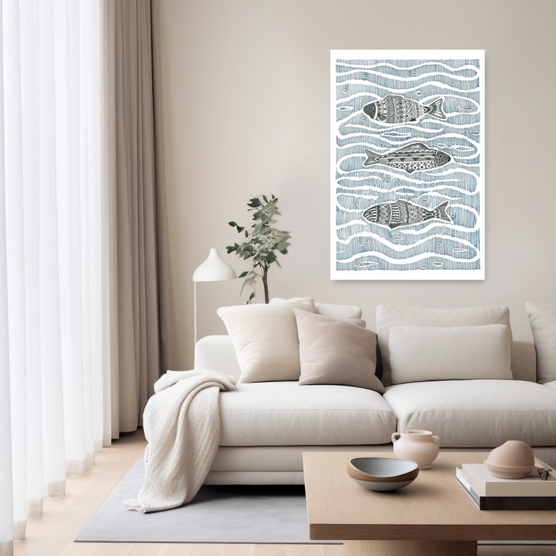 «In The Swim», reproduction d'art mural abstrait, serein et contemporain, 60" H x 40" W
