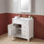 Meuble-lavabo autoportant avec comptoir en céramique, tiroir de rangement escamotable, tablette réglable et support de porte-133423067