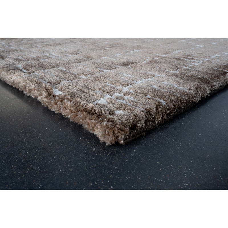 Tapis en polyester recyclé brun et ivoire Areonna, Rectangle 7 pi 10 po x 10 pi