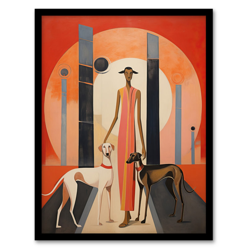 God Of The Greyhounds Conceptual Red Grey Art Deco - Single Picture Frame Print