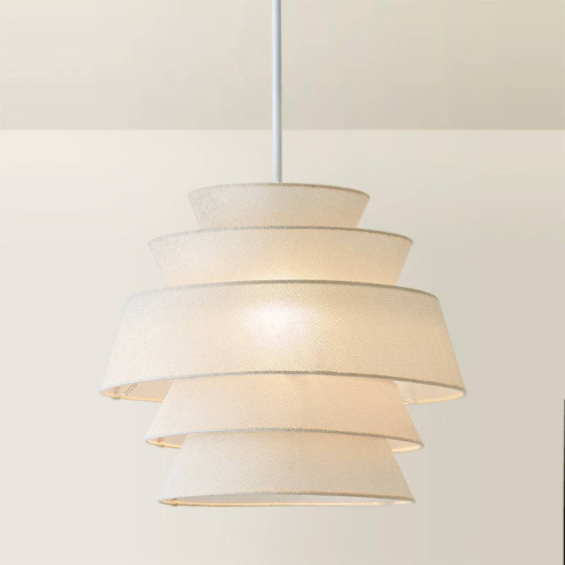 Malachi 33cm H Linen Blend Drum Pendant Shade ( Slip-On ), Cream
