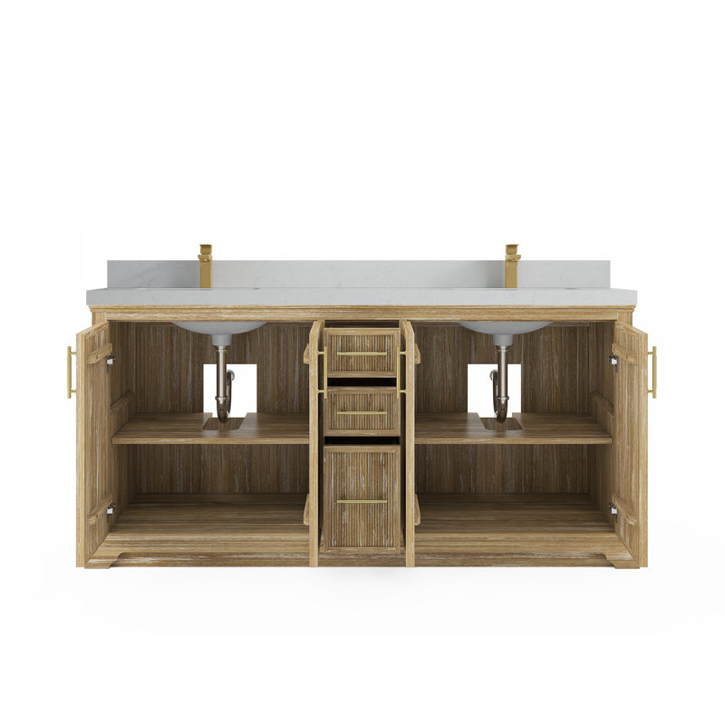 Ensemble de meuble-lavabo double 72 po Enrichetta, Quartz de Carrare