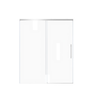 Porte de douche coulissante simple, 60 po x 72 po, verre trempé transparent, conception sans cadre