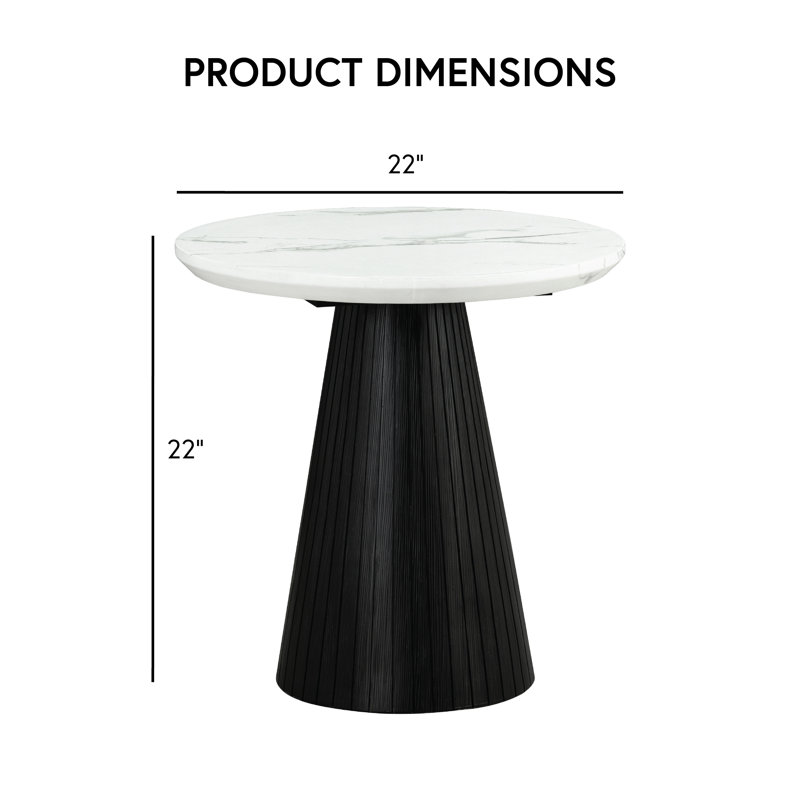 Housel Faux Marble Round End Table