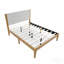 Structure de lit plateforme Mid-Century moderne avec tête de lit tapissier, support de lattes en bois massif, aucun sommier requis, assemblage facile-157606901-157606902