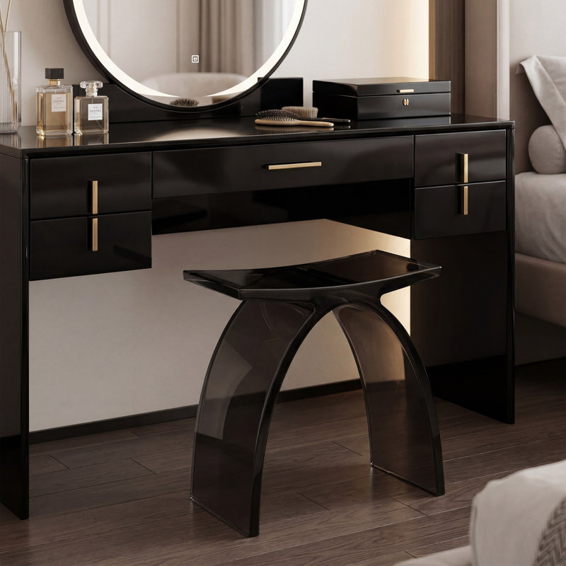 Tabouret de douche Casince, Noir transparent
