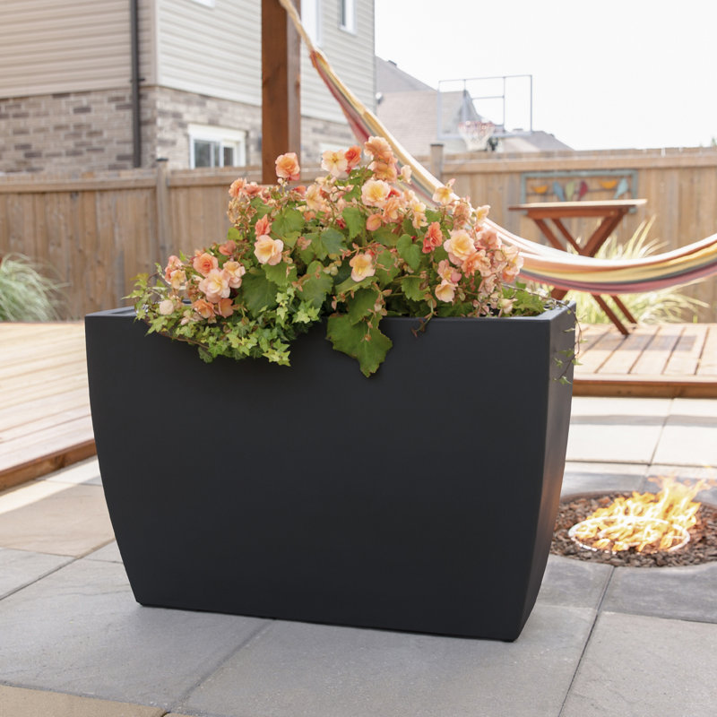 Mayne Kobi 36-Inch Self-Watering Tall Rectangular Planter, Black