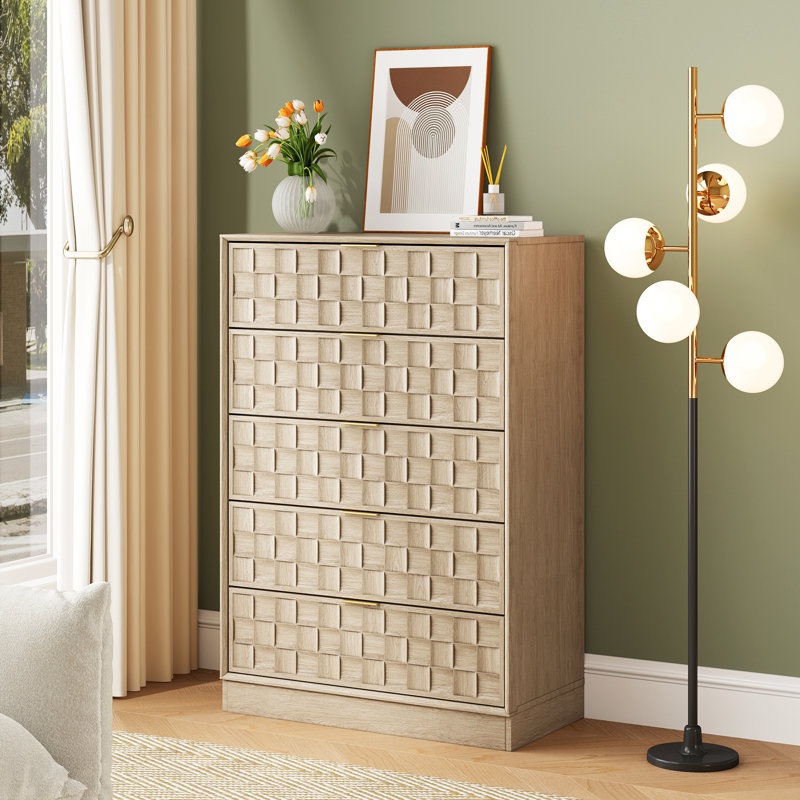 5 - Drawer Dresser, 45" H, Oak