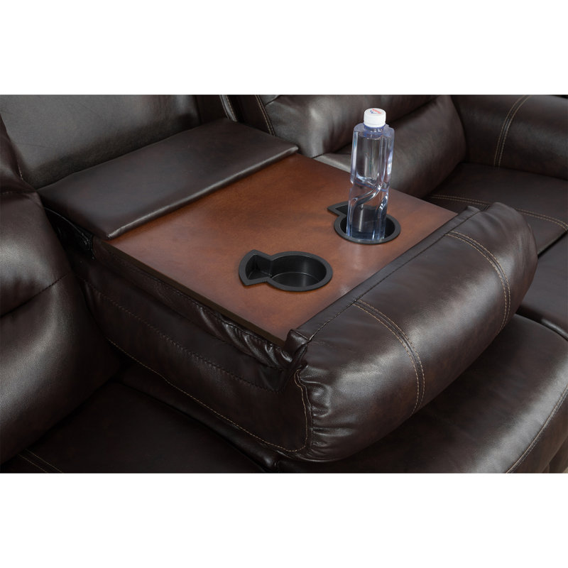 Canapé de salon inclinable en cuir vegan de 85 po de largeur Zolta, Espresso