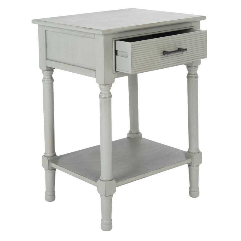 Peters End Table with Storage, Distressed Grey
