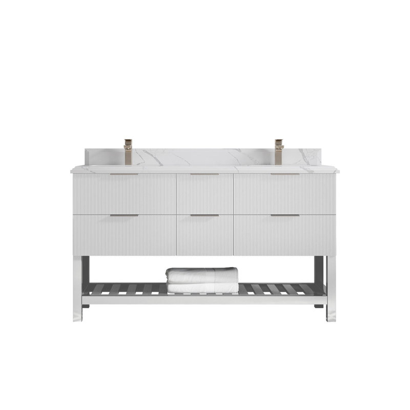 Catalina 60'' Double Bathroom Vanity with Quartz Top