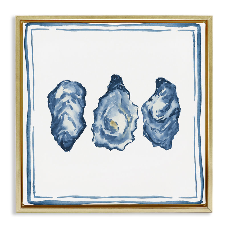 Cadre flottant Oyster Shell Trio, design par Lucille Price, H 18 po x l 18 po, Cadre flottant métallique doré