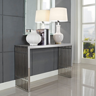 Console moderne en acier inoxydable Gridiron Modway