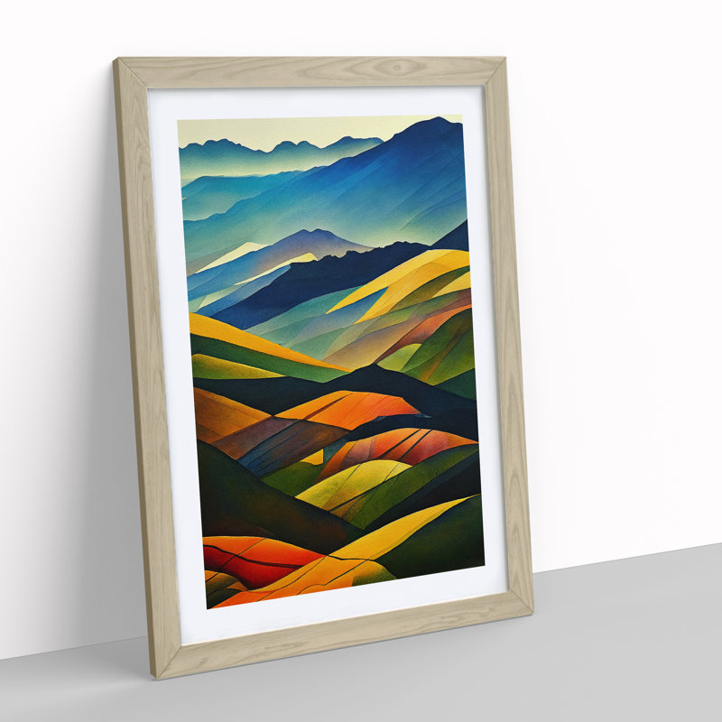 XV1022-5148X Watercolour Meadow Landscape No.5 - Print, White, 34cm H x 25cm W, Oak Frame