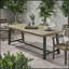 Table de salle à manger d'extérieur en bois d'acacia durable avec structure en métal rustique, résistante aux intempéries et facile à entretenir pour une utilisation sur le patio-1396237300