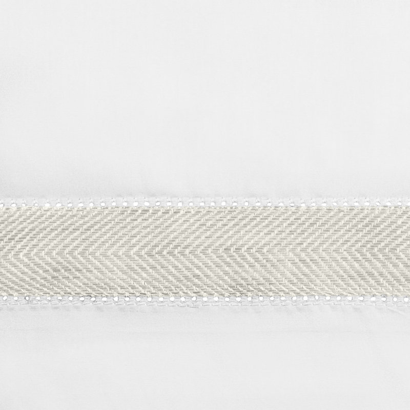 Yves Percale Sheet Set, White/Antique Cream, King Sheet Set