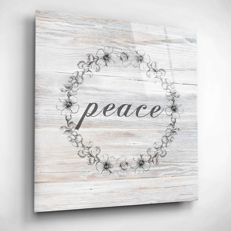 "Peace" par Bluebird Barn - Art textuel sans cadre, H 12 po x l 12 po x P 0,13 po