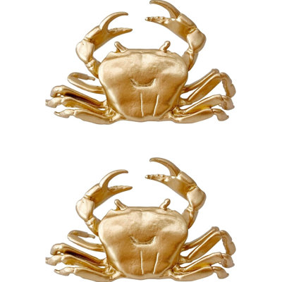 2pcs Gold Metal Crab Figurines