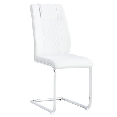 Modern Dining Chairs with Faux Leather Padded Seat Dining Living Room Chairs Upholstered Chair with Metal Legs Design for Kitchen, Living, Bedroom, Dining Room Side Chairs Set of 8