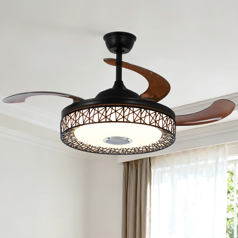Ventilateur de plafond moderne 42 "avec lumière et lumière, 3 vitesses, minuterie