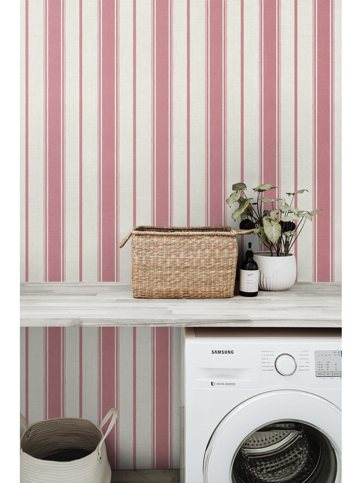 Leota Striped Wallpaper, Cranberry