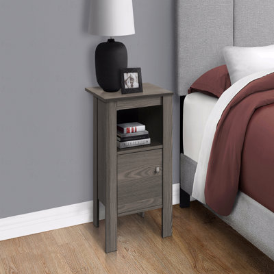 Accent Table, Side, End, Nightstand (Bedside Side Table), Lamp, Storage Grey Laminate, Transitional